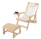 Romantic Collection Canvas Sling Chair With Cup And Wine Holder And Ottoman
