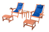 Romantic Collection Canvas Sling Chair With Cup And Wine Holder And Ottoman (Set Of 5)