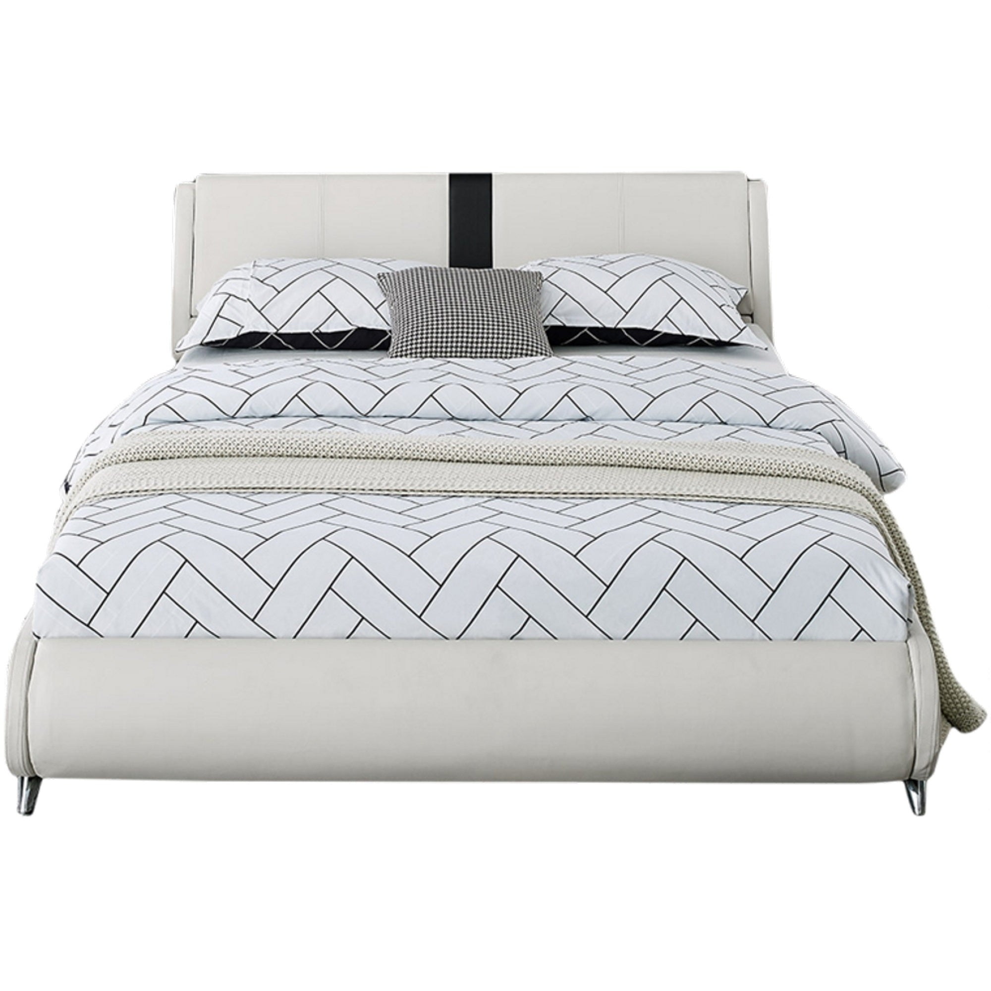Carlton Platform Bed, King, White With 2 Nightstands