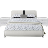 Carlton Platform Bed, King, White With 2 Nightstands
