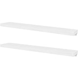 2 White Mdf Floating Wall Display Shelves Book/Dvd Storage