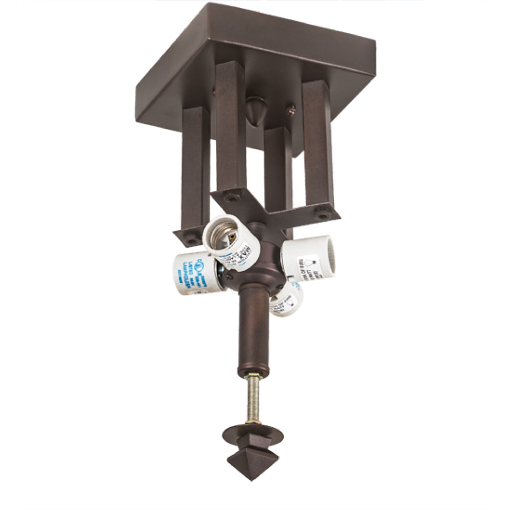6 Square Mahogany Bronze 4 Light Flushmount Hardware