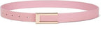 Tocingo Skinny Stylish Women Leather Belt For Dresses Thin Waist Belt For Jeans Pants Saree With Gold Buckle. (New Pink Thin Bel