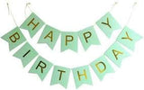 Satya Vipal Happy Birthday Banner Bunting Flag for Birthday Party Decoration (Green) Made in India