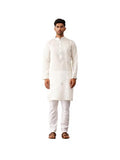 Jompers Men'S White Embroidered Kurta Pyjama. (White, M)