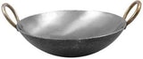 Swimero PreSeasoned Iron Kadai with Brass Handles Heavy Base Deep Cooking Kadhai Pan for Kitchen, Frying & Indian Cooking(12