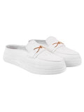 Women'S Quilted Slip-On Loafer Mules With Gold Chain Detail Casual Comfort Platform Backless Shoes White-Eu40,White,7,B0CXHZ465V