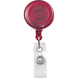 Advantus Translucent Retractable ID Card Reel with Snaps Nylon, Metal 12 / Pack Translucent Red