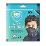 SG Health Unisex NonWoven Fabric with Meltblown Plastic Layer Reusable N95 Face Mask (Black, Pack of 5, Without Valve)