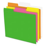 Glow File Folders, 1/3 Cut Top Tab, Letter, Assorted Colors, 24/Box