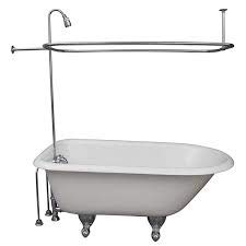 My PlumbingStuff R2200A Clawfoot Tub Shower Faucet and Rectangular Combo Set - 3 ?-Inch Center-Diverter Faucet in Chrome - M