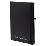 Kryptar Personalized Hardcover Notebook With Name | Custom Engraved Black Journal With Elastic Band | Professional Diary For Off
