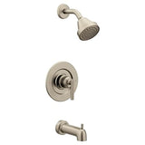 Moen Gibson Brushed Nickel Pressure Balancing EcoPerformance Modern Tub and Shower Trim, Featuring Single Function Shower Head,