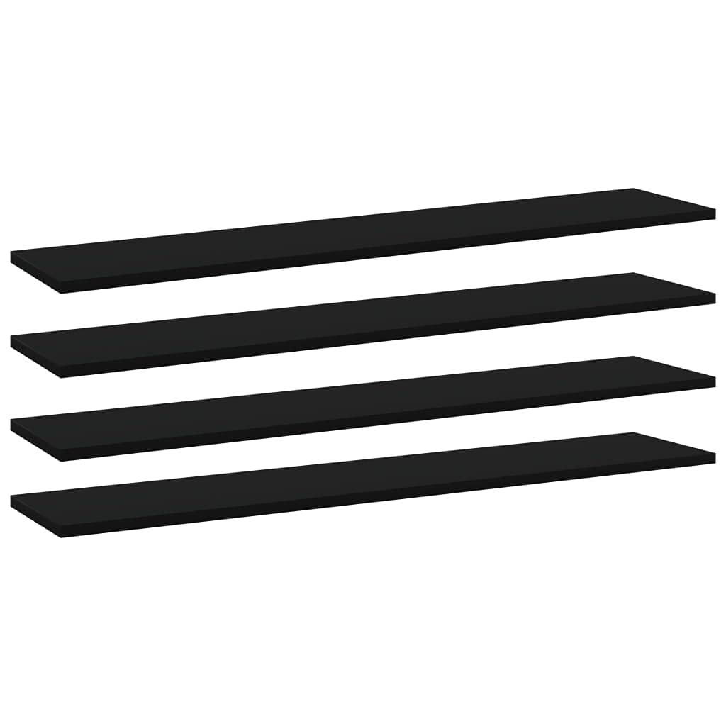 Vidaxl Modern Black Bookshelf Boards 4 Pcs - Durable Engineered Wood Storage Panels - 39.4'X7.9'X0.6' - Versatile Usage, Easy To Clean,Bookcases