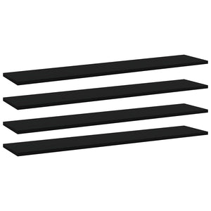 Vidaxl Modern Black Bookshelf Boards 4 Pcs - Durable Engineered Wood Storage Panels - 39.4'X7.9'X0.6' - Versatile Usage, Easy To Clean,Bookcases