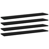 Vidaxl Modern Black Bookshelf Boards 4 Pcs - Durable Engineered Wood Storage Panels - 39.4'X7.9'X0.6' - Versatile Usage, Easy To Clean,Bookcases
