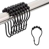 GOOD NEWS Multipurpose Plastic Curtain Rings for Windows, Door and Bathroom, Black, Pack of 12