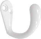 QCAA Premium Quality Single Prong Robe Hook Hanger, Zinc Die Cast, White, Made in Taiwan, 50 Pack