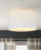 16"W Moderne Flush Mount Conversion Kit White Linen Drum Lampshade