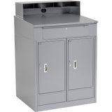 Global Industrial Cabinet Shop Desk W/ Riser & 2 Cabinets 34-1/2W X 30D Gray