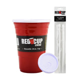 Reusable Party Cups & Lids w/ Straws – 24oz
