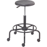 Interion® Shop Stool With Footrest - Polyurethane - Black