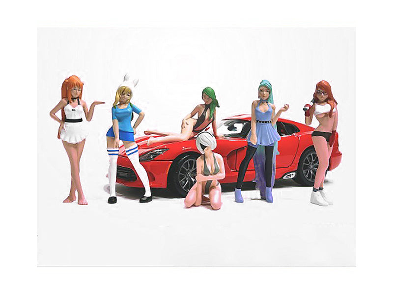 'Cosplay Girls'' 6 Piece Figure Set For 1/24 Scale Models By American Diorama