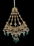 BR500 Kafiya bridal set in golden / champagne stones and green beads ( READY TO SHIP )