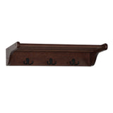 Wooden Mallet 24 Towel Rack/3 Double Prong Hooks, Black Hooks, Mahogany