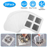 25-Pack: 3.94 x 3.94" Disposable Floor Drain Sticker Hair Catcher