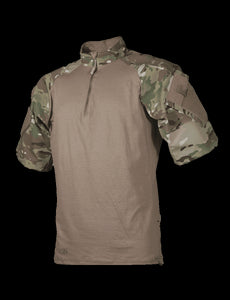 1/4 Zip Combat Shirt, Short Sleeve, Multi-Cam , Mens, Poly Cotton, Xlr