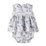 Seashore Skirted Bodysuit – Bamboo Baby Girl One-Piece