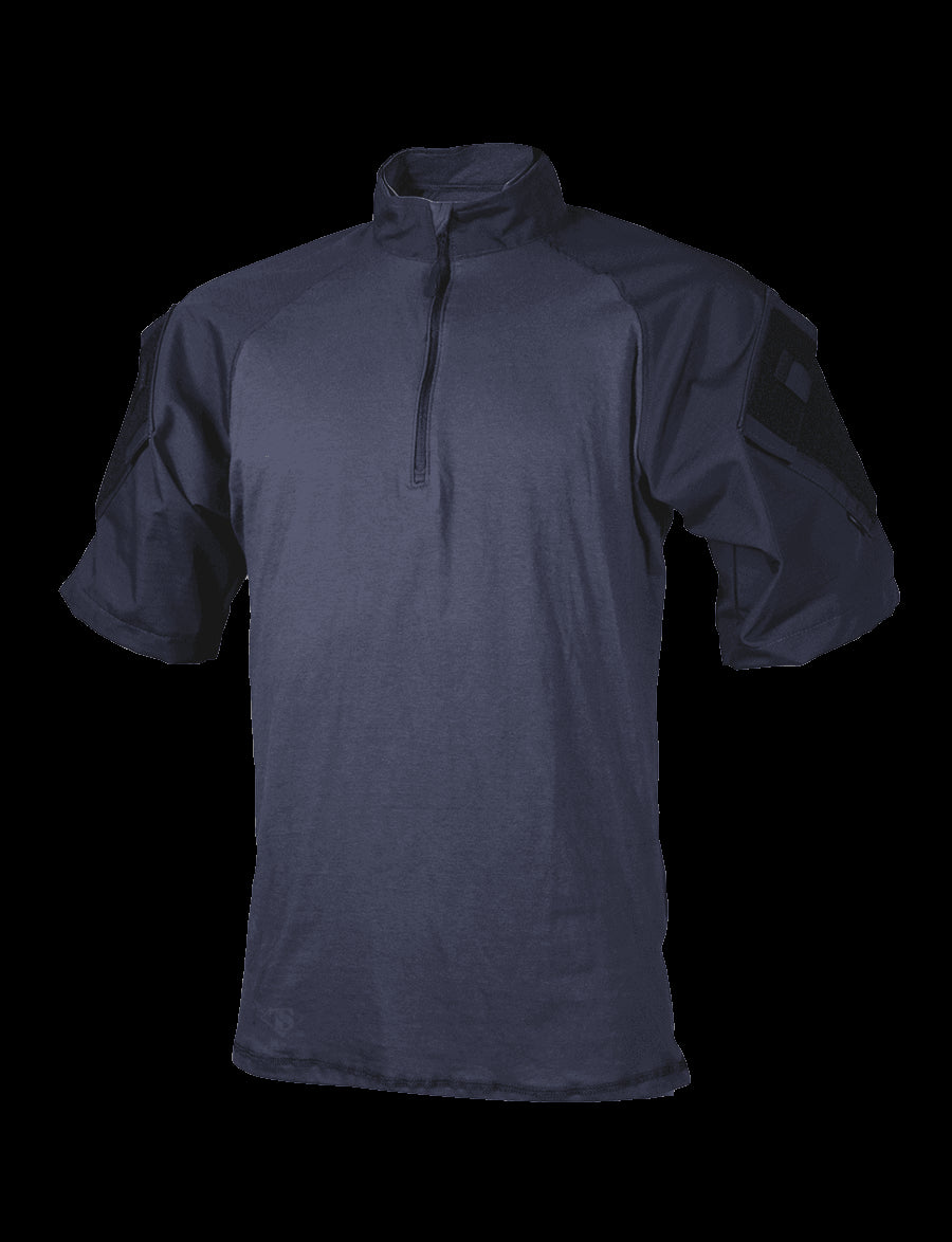 1/4 Zip Combat Shirt, Short Sleeve, Navy , Mens, Poly Cotton, Xlr