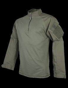 1/4 Zip Combat Shirt, Long Sleeve, Ranger Green, Men, Poly Cotton, Xsr