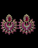 DJET96 Subhana gold plated chandbali earrings tika set -Ruby ( READY TO SHIP )