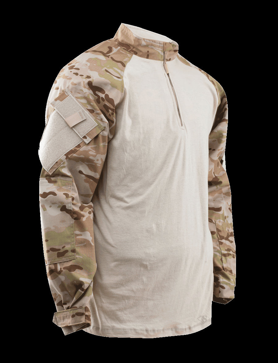 1/4 Zip Combat Shirt, Long Sleeve, Multi-Cam Arid, Mens, 50/50 Nyco , 2Xll