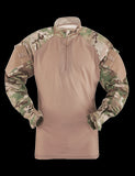 1/4 Zip Combat Shirt, Long Sleeve, Multi-Cam , Mens, 50/50 Nyco, 2Xll