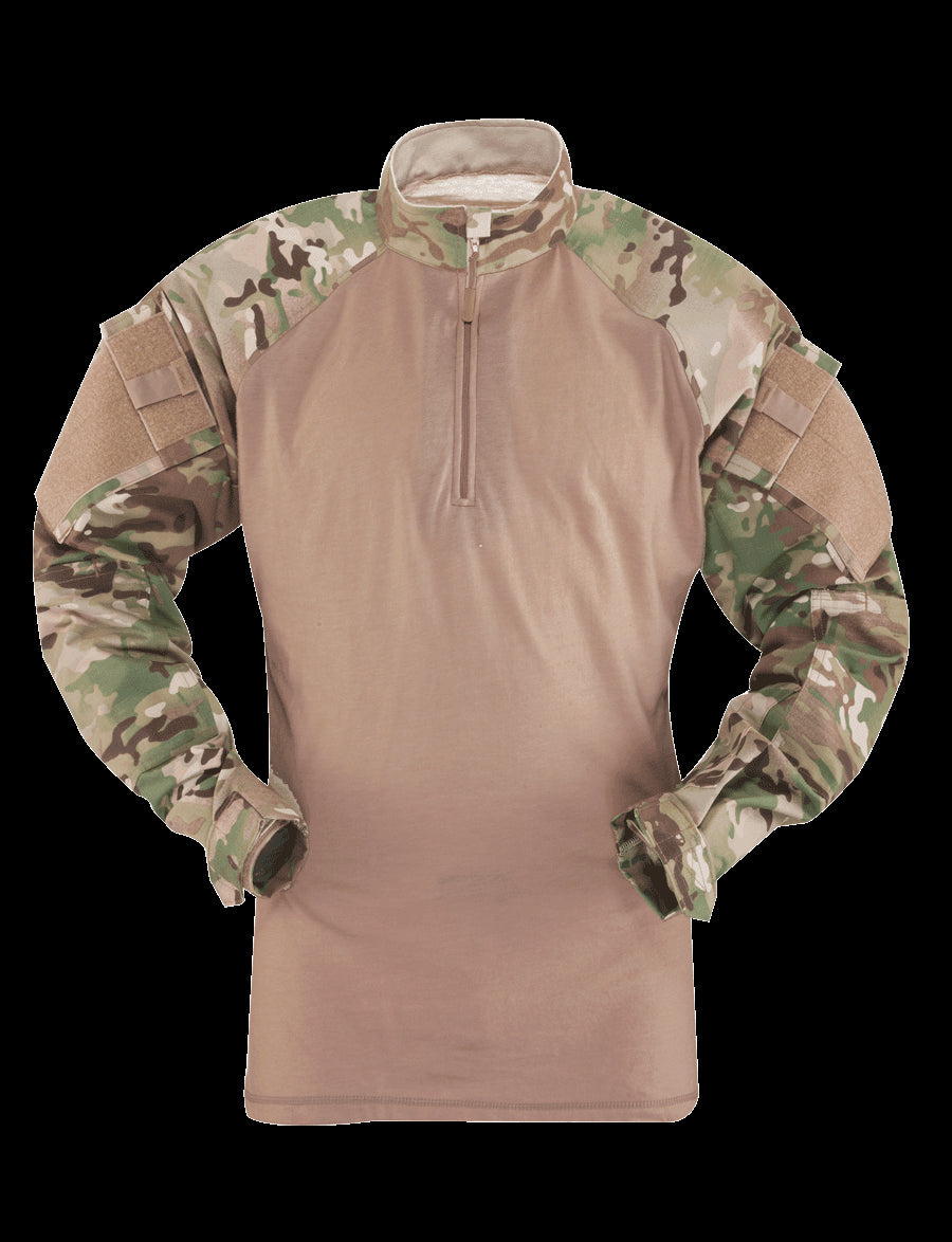 1/4 Zip Combat Shirt, Long Sleeve, Multi-Cam , Mens, 50/50 Nyco, 3Xlr