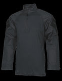 1/4 Zip Combat Shirt, Long Sleeve, Black, Mens, 50/50 Nyco, 3Xlr