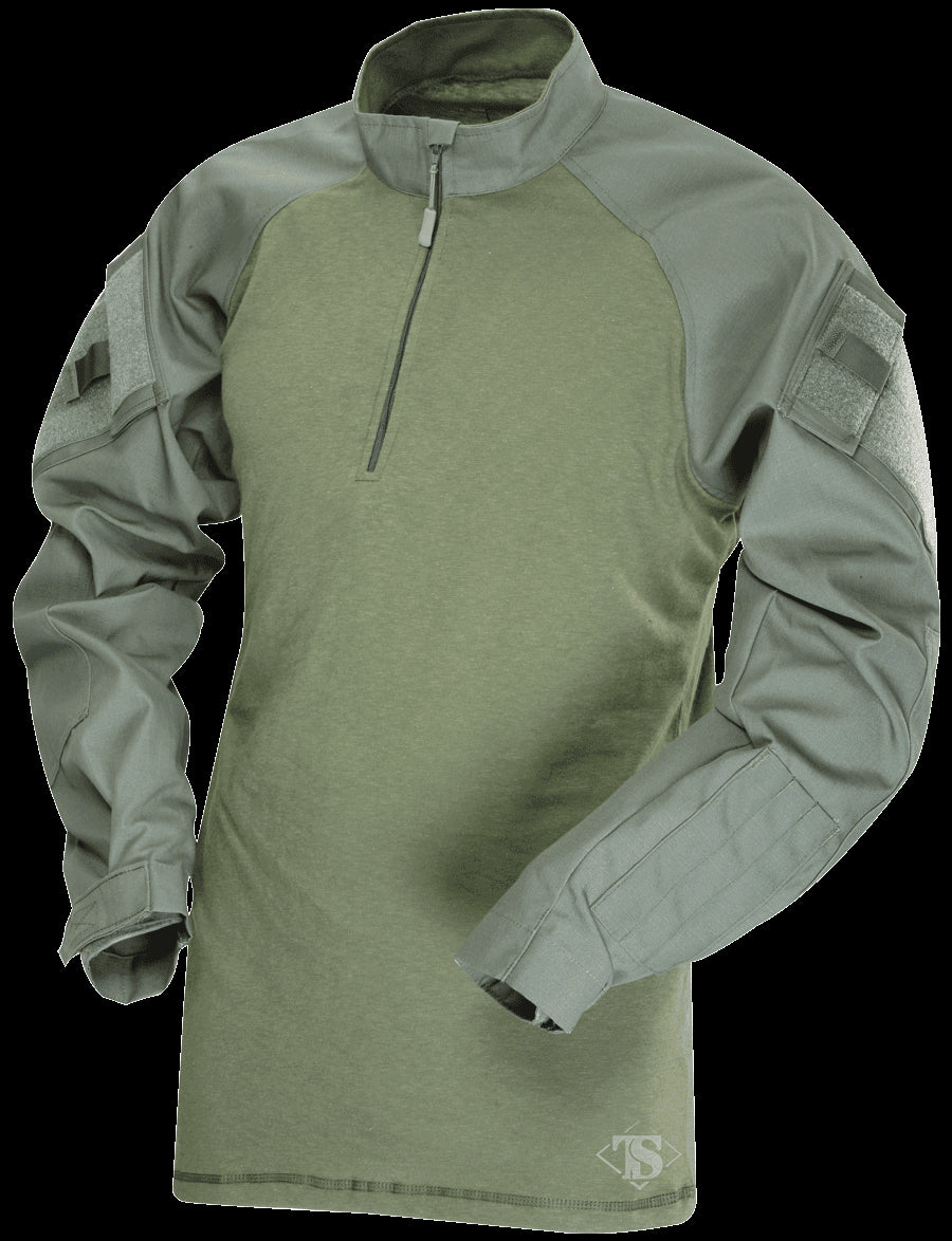 1/4 Zip Combat Shirt, Long Sleeve, Odg, Mens, Poly Cotton, 3Xlr
