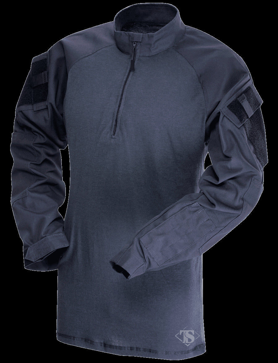 1/4 Zip Combat Shirt, Long Sleeve, Navy , Mens, Poly Cotton, 2Xll