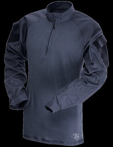 1/4 Zip Combat Shirt, Long Sleeve, Navy , Mens, Poly Cotton, 2Xll