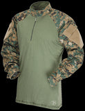 1/4 Zip Combat Shirt, Long Sleeve, Woodland Digital, Mens, Poly Cotton, 2Xll