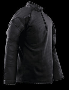 1/4 Zip Winter Combat Shirt, Long Sleeve, Black, Mens, Poly Cotton, Ll