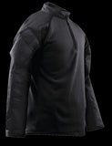 1/4 Zip Winter Combat Shirt, Long Sleeve, Black, Mens, Poly Cotton, Xlr