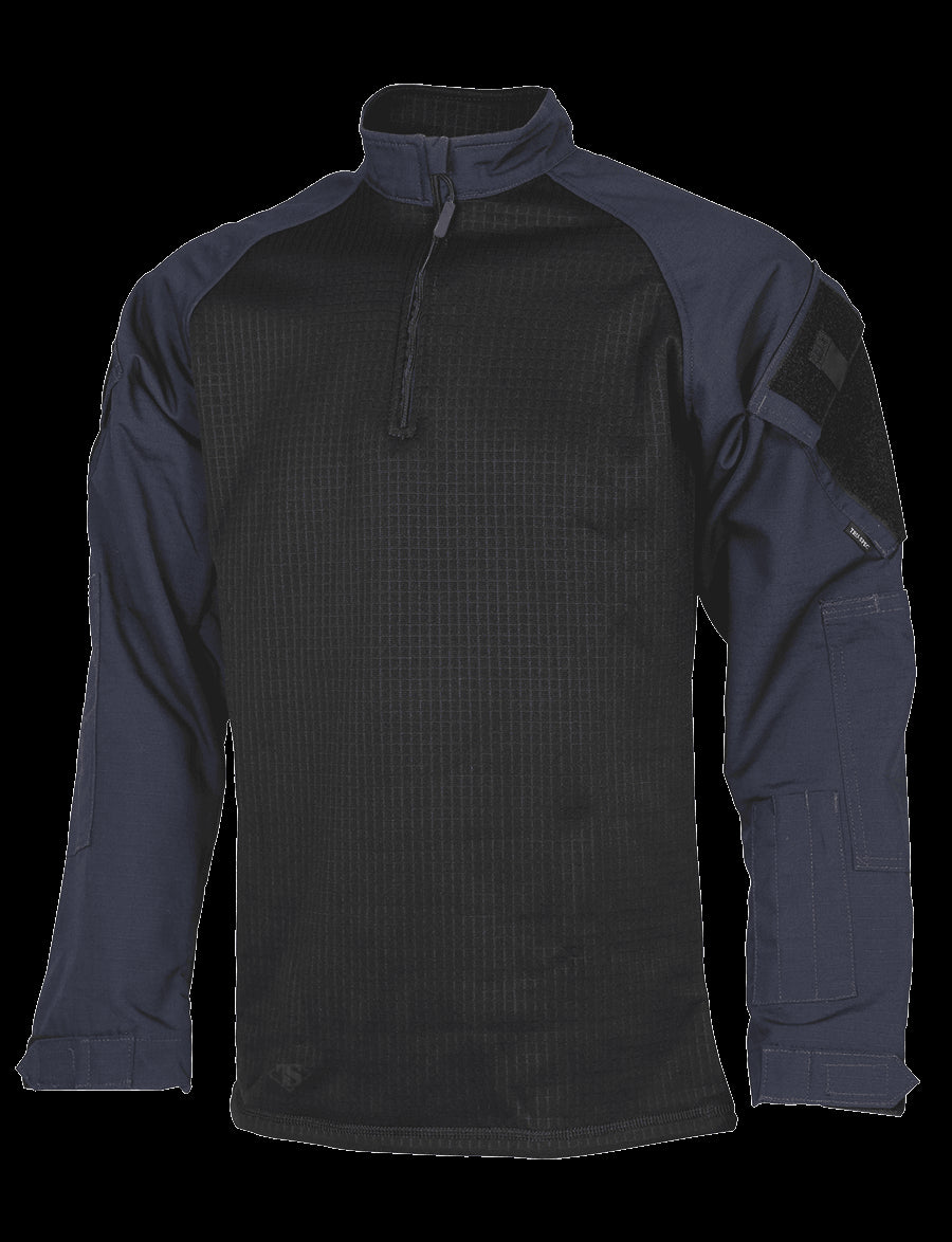 1/4 Zip Winter Combat Shirt, Long Sleeve, Navy , Mens, Poly Cotton, 2Xlr