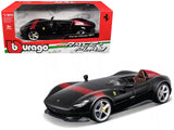 Ferrari Monza SP1 Black Metallic with Red Stripes Race & Play Series 1/24 Diecast Model Car by Bburago