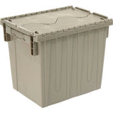 Global Industrial Plastic Attached Lid Shipping & Storage Container 18L X 13W X 15H Gray