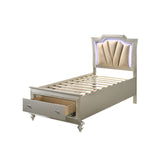 Full Bed W/Storage, Pu & Champagne