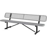 Global Industrial 8 Outdoor Steel Bench W/ Backrest Expanded Metal Gray
